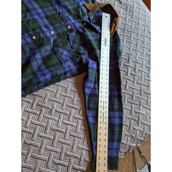 Vintage Woolrich Mens Sz Medium Plaid Wool Blend  w/Leather Elbow Patches - USA - Picture 15 of 16